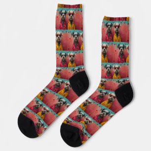 Chaussette Wolfhound avec Roses de coeur Saint Valentin