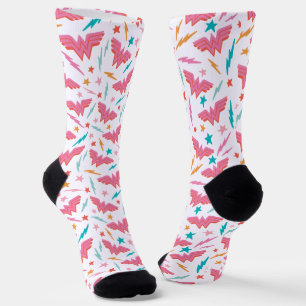 Chaussette Wonder Woman Logo Rose et Motif Éclair