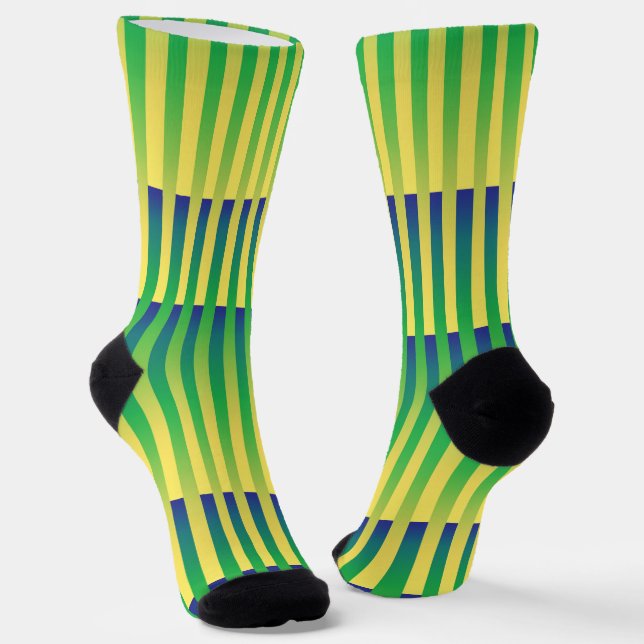 Chaussette Yellow Green Blue Striped Pattern (Angulaire)