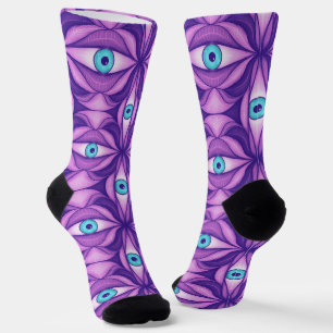 Chaussette Yeux bleus dans un feuillage pourpre Art botanique