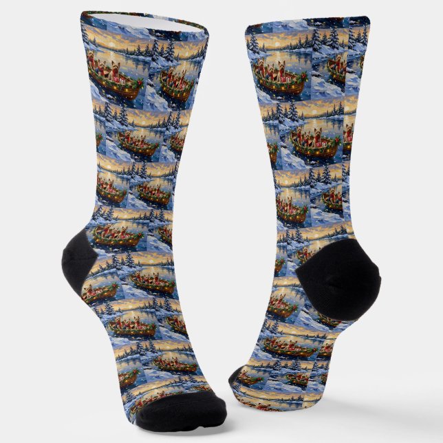 Chaussette Yorkshire Terrier Christmas Boat Holiday (Angulaire)