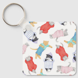CHAUSSETTES DE CHAT Porte-clés carré en métal