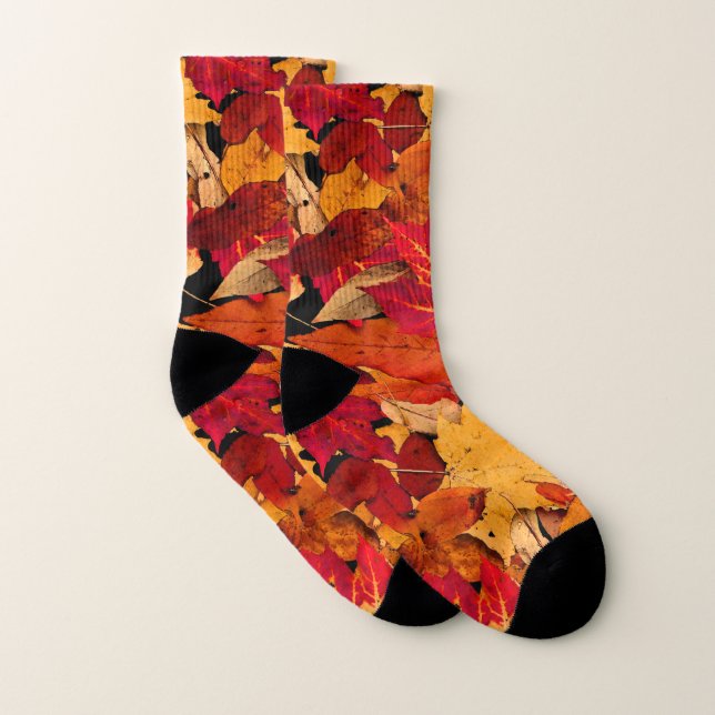 Chaussettes jaune-orange rouge-brun de motif (Paire)