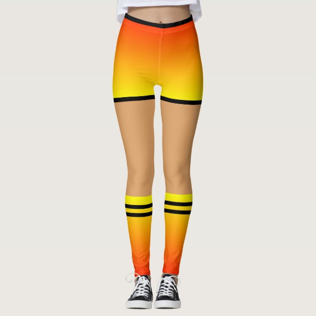 Chaussettes Jaune Orange Shorts Leggings (Devant)