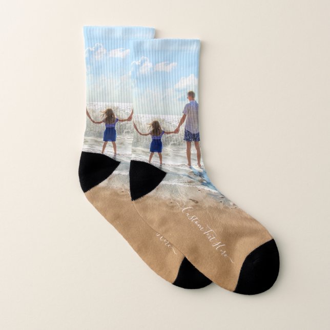 Chaussettes photo et texte personnalisées - Votre  (Paire)