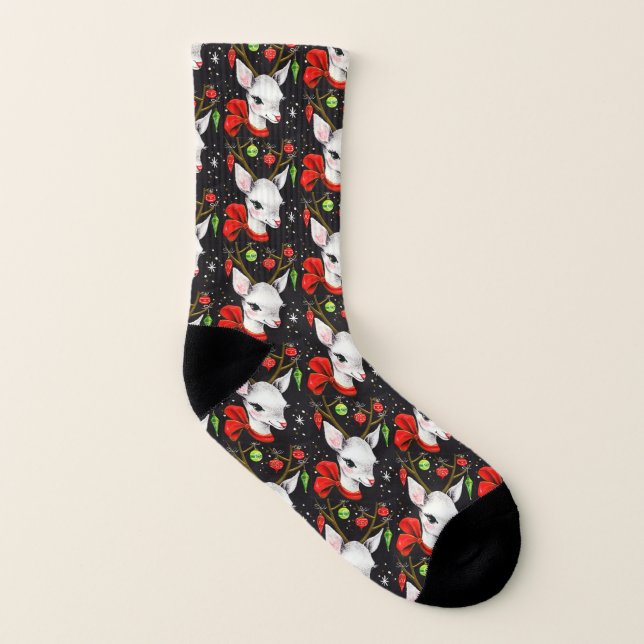Chaussettes Tout-Sur-Imprimé Motif rétro Christmas (Gauche intérieur)
