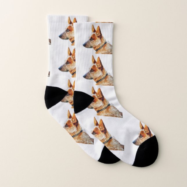 Chaussettes unisexes rouges de Heeler de boomer (Paire)