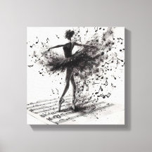 Chaussons de ballet noir et blanc sur toile tendue