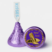 Chaussure à talon vif violet or Hershey Kisses