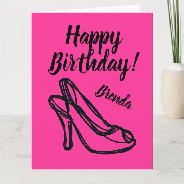 Chaussure mode girly rose carte d'anniversaire pou (Devant)