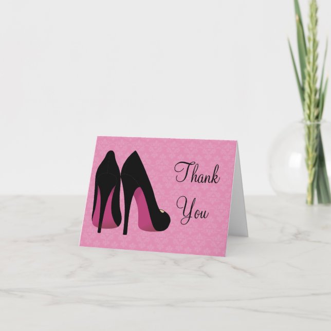 Chaussures Damas roses et noires Carte de remercie (Devant)
