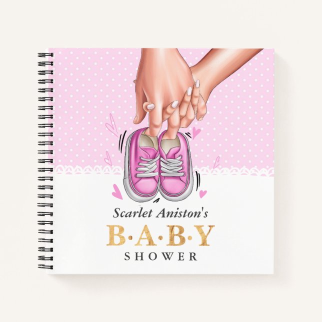 Chaussures de fille rose Baby shower livre d'invit (Devant)
