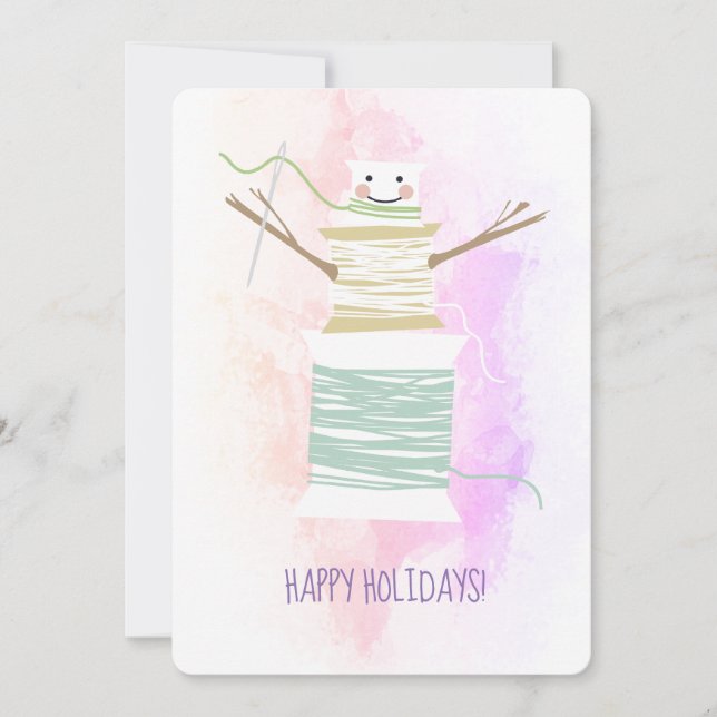 Chaussures de fils à coudre snowman carte de Noël (Devant)