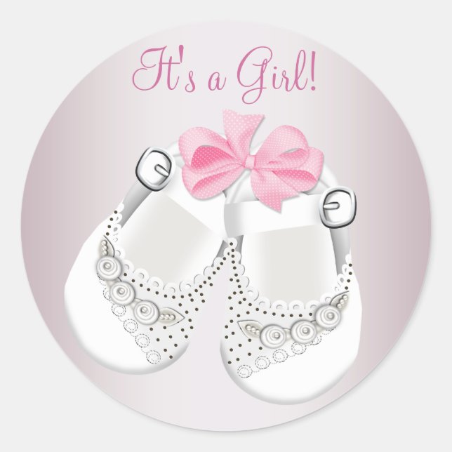 Chaussures pour bébés roses Stickers Baby shower r (Devant)