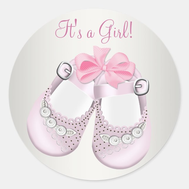 Chaussures pour bébés roses Stickers Baby shower r (Devant)