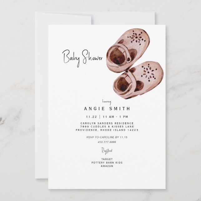 Chaussures roses Bassinet Baby shower Invitation (Devant)