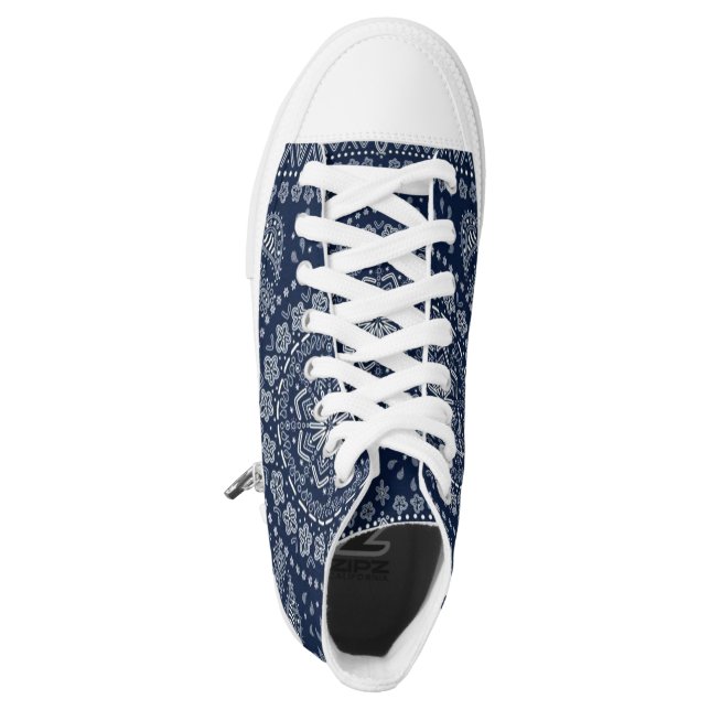 chaussures supérieures de Zipz de bandana bleu (Haut chaussure gauche)