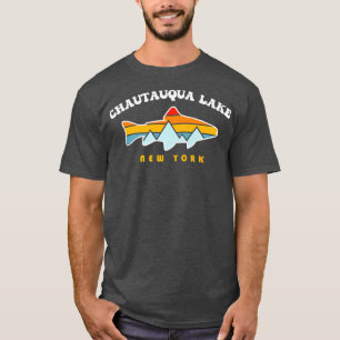 Chautauqua Lake New York NY Retro Sunset Fischen T-Shirt
