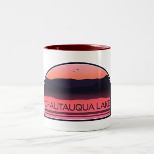 Chautauqua Lake New York Red Sunrise Zweifarbige Tasse