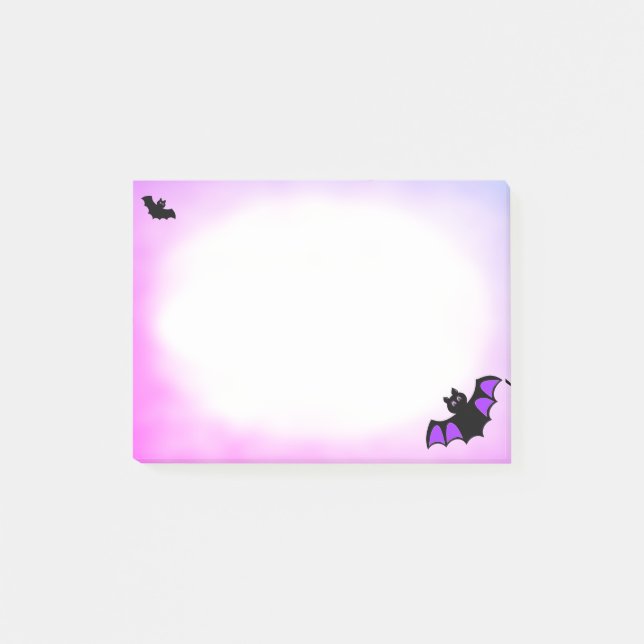 Chauve-souris volante d'Halloween sur post-it viol (Devant)