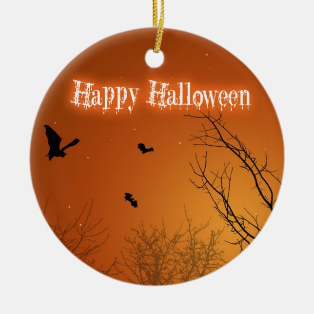 Chauves-souris et arbres d'Halloween - Ornement (Devant)