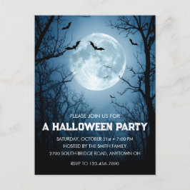 Chauves-souris Lune Halloween Party Invitation Car