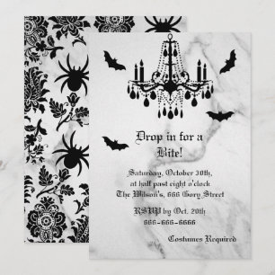 Chauves-souris sur le marbre Halloween Invitation
