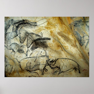 Chauvet Höhlen-Pferde und andere Tier-Malerei Poster