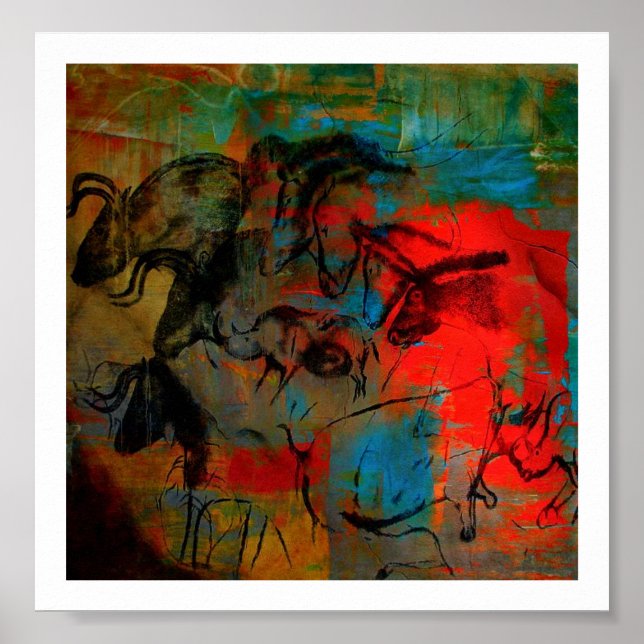 Chauvet-Pferde und Viehmalerei Poster (Vorne)