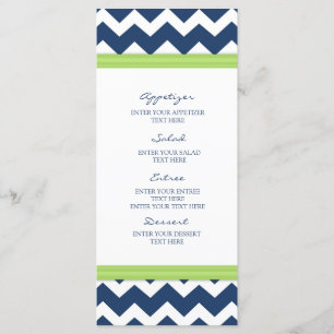 Chaux bleue Chevron de menu de mariage