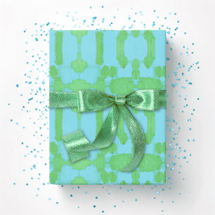 Chavanel-Bürstenschlag-Ikat in Grün und Aquamarin Geschenkpapier