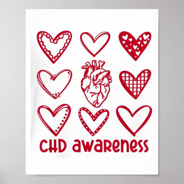 Chd Awareness Heart Anatomical Heart Disease Month Poster (Vorne)