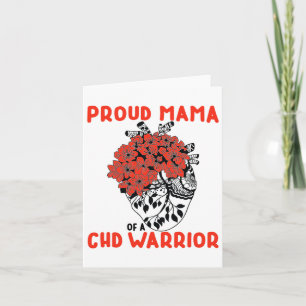Chd Warrior Proud Mama Hübsch Red Floral Heart Des Karte