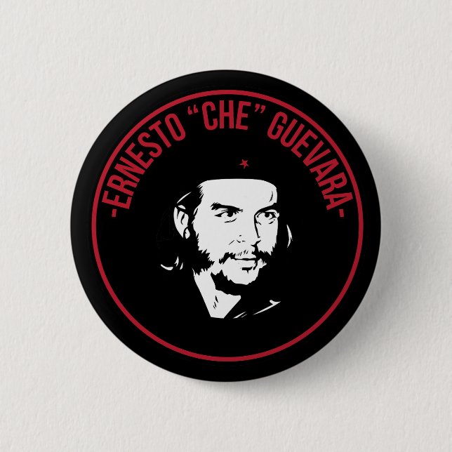 Che Guevara Schwarz und Weiß Button (Vorderseite)