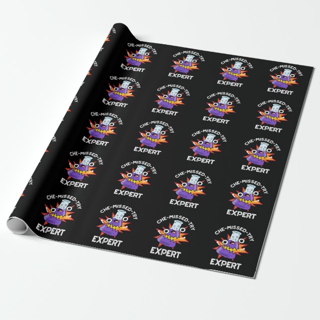 Che-miss-Try Funny Science Chemistry Pun Dark BG Geschenkpapier (Ungerollt)