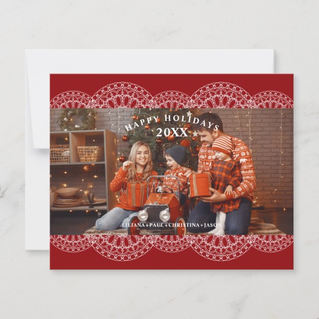 Cheap Christmas Red Nice Lace Effect Family Photo (Vorderseite)