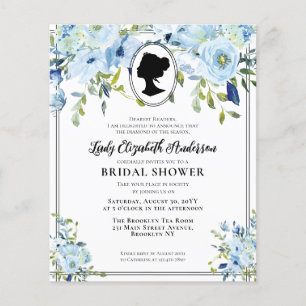 Cheap Dusty Blue Floral Regency Era Brautparty Flyer