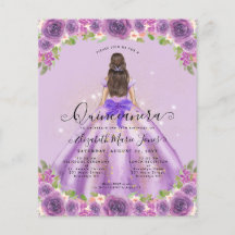 Cheap Floral Light Purple Princess Quinceanera