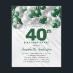Cheap Green Silver Balloon Glitzer 40. Geburtstag Flyer<br><div class="desc">Moderner Glam Emerald Green Silver Ballon Glitzer Sparkle jedes Alter Geburtstag Einladung</div>