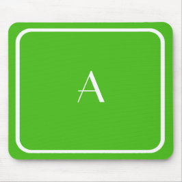 Cheap Kelly Green Mousepad mit weißem Monogramm