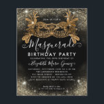 Cheap Masquerade Black Gold Glam Glitzer Geburtsta Flyer<br><div class="desc">Modern Glam Masquerade Black Gold Glitzer Sparkle Staub Birthday Party Einladung</div>