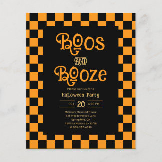 Cheap Retro Boos And Booze Halloween Party Flyer