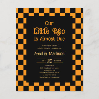 Cheap Retro Little Boo Halloween Baby Shower Flyer