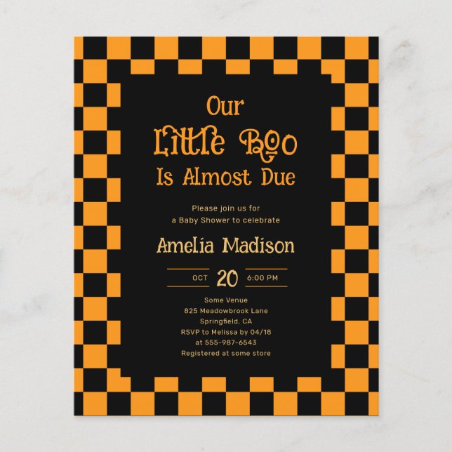 Cheap Retro Little Boo Halloween Baby Shower Flyer (Vorne)