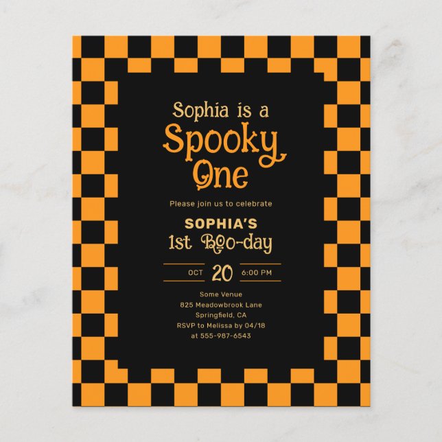 Cheap Retro Spooky One Halloween Birthday Flyer (Vorne)