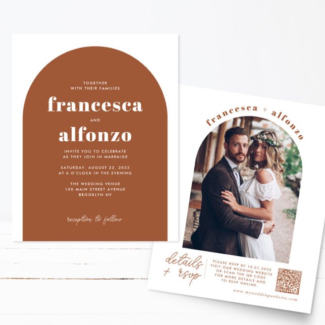 Cheap Terracotta UAWG QR Code Retro Foto Hochzeit Flyer (Von Creator hochgeladen)