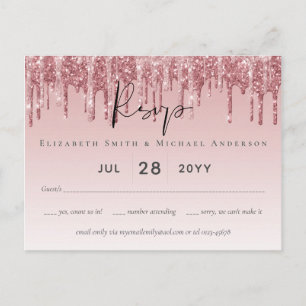 CHEAPEST Rose Gold Pink Glitzer Hochzeit Postkarte