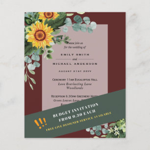 CHEAPEST WEDD INVITATIONS Sonnenblumen Eukalyptus Flyer