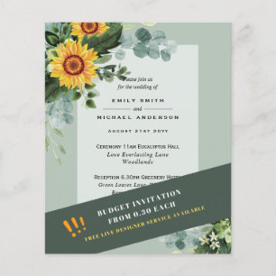 CHEAPEST WEDD INVITATIONS Sonnenblumen Eukalyptus Flyer