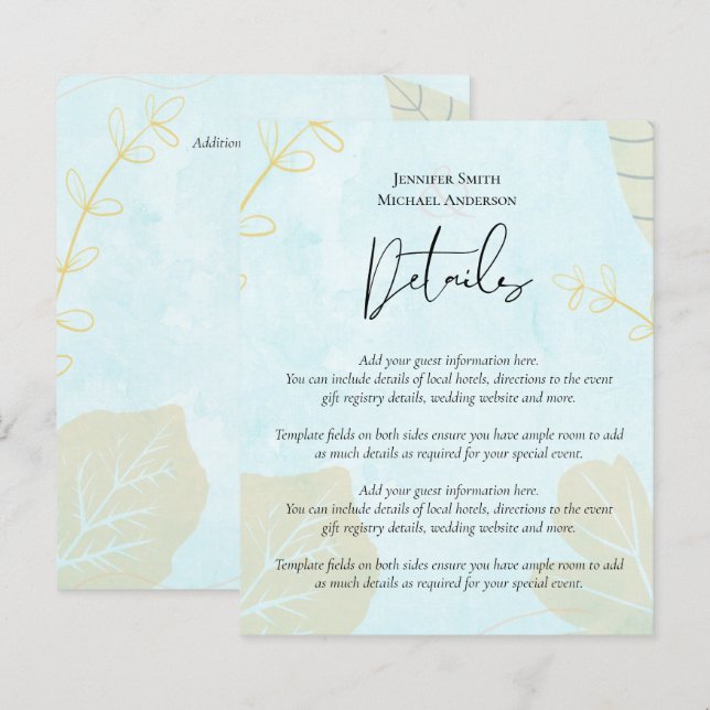 Cheapest Wedding Watercolor Blue Wash Script (Vorne/Hinten)